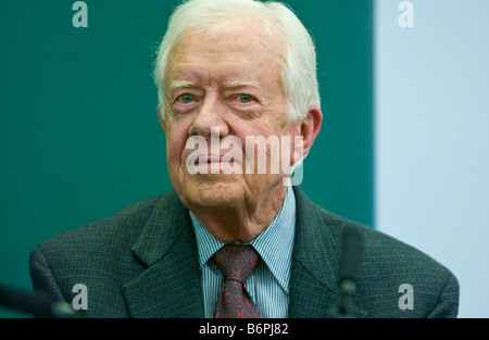 Former US President Jimmy Carter speaking at Hay Festival 2008 Hay on Wye Powys Wales UK EU Stock Photo