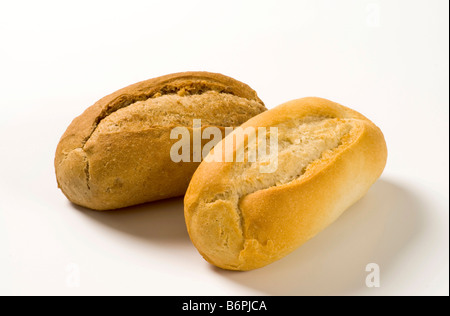 White and whole wheat bread rolls Stock Photo