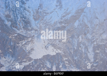 Frost formations on window ice Stock Photo