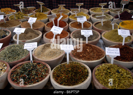 Views of Old City, Jerusalem, Israel - spice shop in Muslim aka Arab Quarter Stock Photo