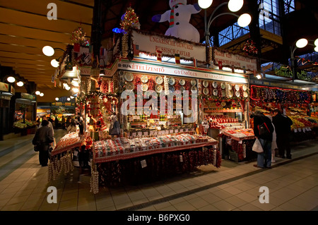 Budapest Great Central covered market Nagy Vasarcsarnok Hungary Stock Photo