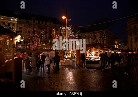 Budapest Christmas market Vorosmarty square Hungary Stock Photo