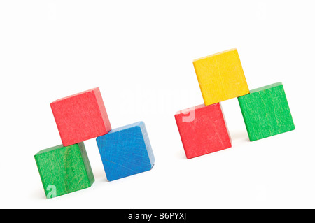 pyramids of color blocks Stock Photo