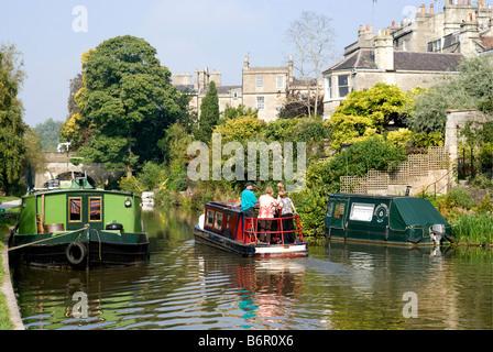 Narrow Boat, Kennet and Avon Canal; Widcombe; Bath; Somerset, England, UK. Stock Photo