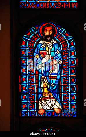 Stained Glass Window showing St Thomas, at St Maria Geburt Church in Elsdorf Northern Germany