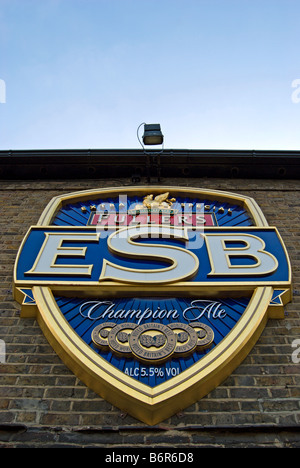 esb, or extra special bitter, logo on the wall of fuller's griffin brewery, chiswick, west london, england Stock Photo