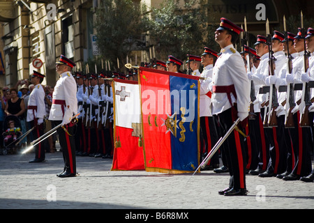 Soldiers at 8th September Victory Day celebrations, Valletta, Malta Stock Photo