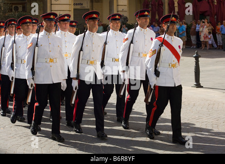 Soldiers marching at 8th September Victory Day celebrations, Valletta, Malta Stock Photo