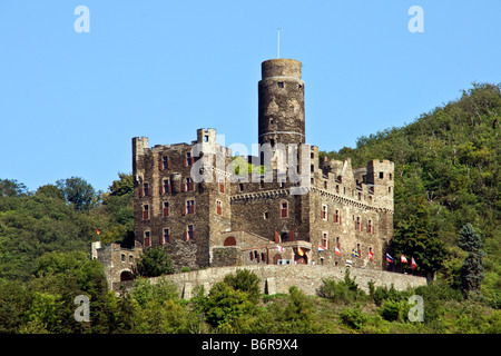 Mouse Castle (Burg Maus) overlooking village of Wellmich on middle Rhine River