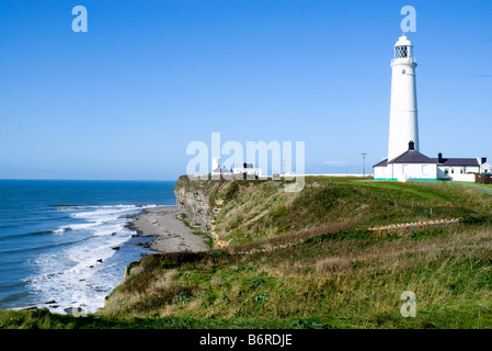 Nash Point LIghthouse, Glamorgan Heritage Coast, Vale of Glamorgan, South Wales, UK. Stock Photo