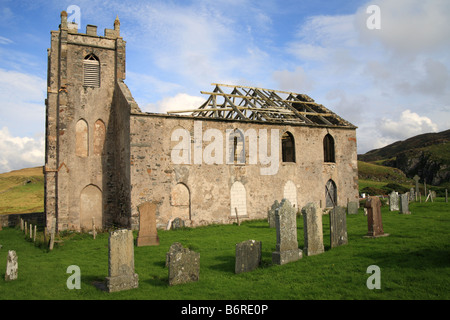 'Kilchoman' ruined Church & churchyard, Islay, Scotland. Stock Photo