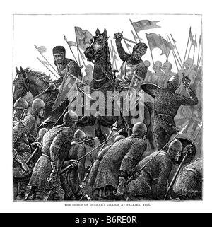 The Bishop of Durham's Charge at Falkirk 22nd July 1298. First War of Scottish Independence. 19th Century Illustration Stock Photo
