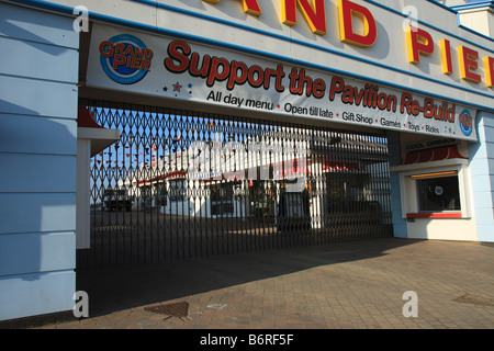 The Grand Pier entrance at Weston Super Mare Stock Photo