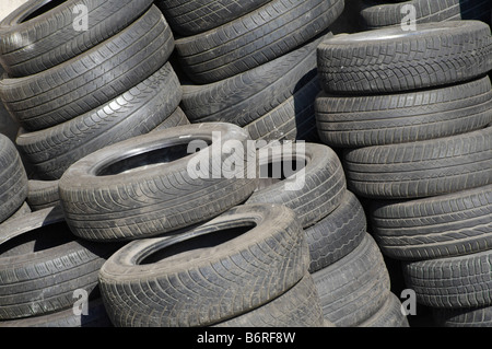 pile of used tyres Stock Photo