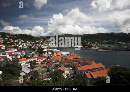 View of Grenada from St Georges town, Caribbean, West Indies. Stock Photo