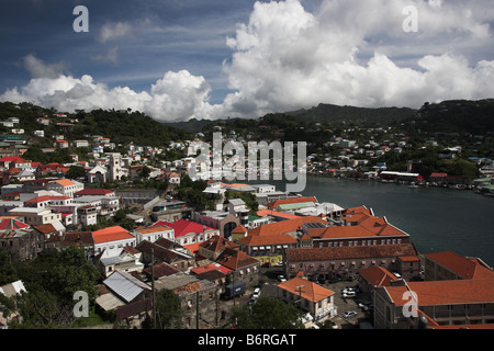 View of Grenada from St Georges town, Caribbean, West Indies. Stock Photo