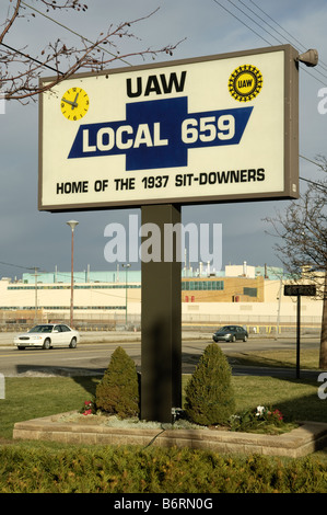 United Auto Workers Local 659 sign in Flint Michigan USA Stock Photo