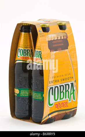 Bottle of Cobra Indian lager beer brewed and bottled in the European Union for Cobra Beer Ltd Stock Photo