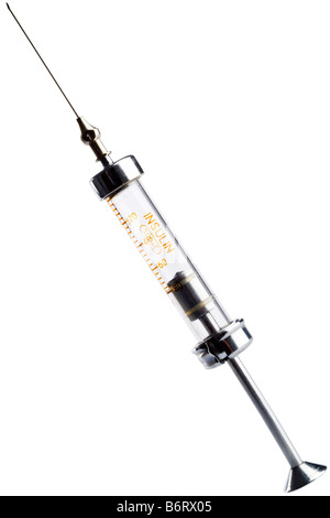 insulin syringe on white background with clipping path Stock Photo