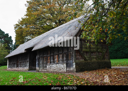 Timber framed Stryd Lydan barn at St Fagans National History Museum, Cardiff, Wales Stock Photo