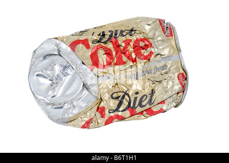 can of diet coke flattened Stock Photo