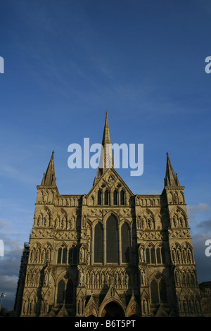 West front of the thirteenth century Salibury cathedral Stock Photo