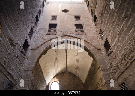 courtyard and iwan, Shafi'i madrasa, Sultan Hasan complex, Cairo, Egypt Stock Photo