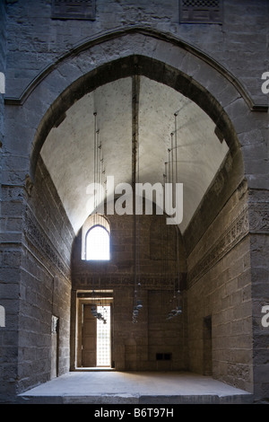 courtyard and iwan, Shafi'i madrasa, Sultan Hasan complex, Cairo, Egypt Stock Photo