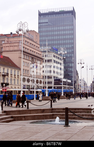 CROATIA, ZAGREB. Trg Bana Jelacica - Zagreb main town square Stock Photo