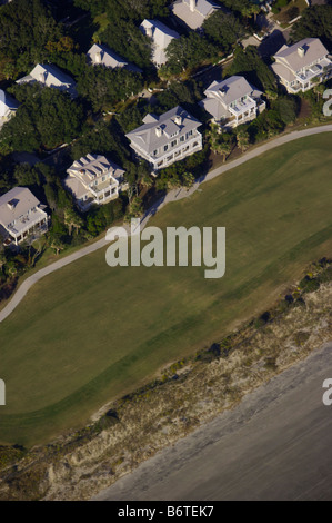 Aerial view of luxury homes on the Ocean Club Golf Course on Kiawah resort island outside Charleston South Carolina Stock Photo