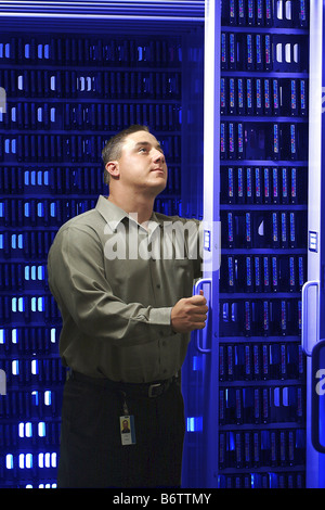 man standing in archive, USA Stock Photo