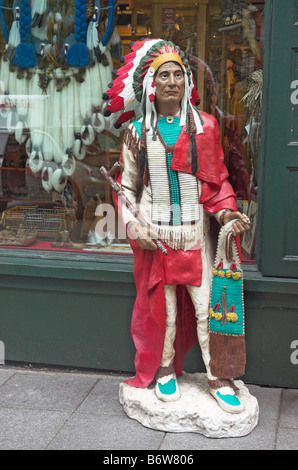 A wooden carving of a native american man Stock Photo