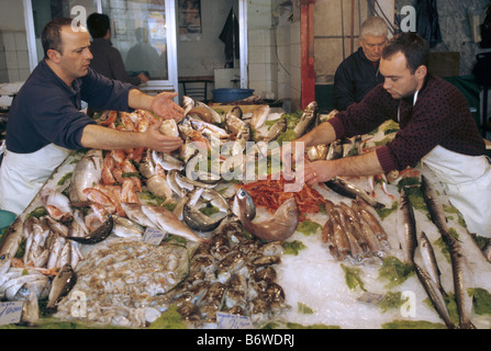 La Vucciria Market fish stalls at Piazza Caracciolo in Palermo Sicily Italy Stock Photo