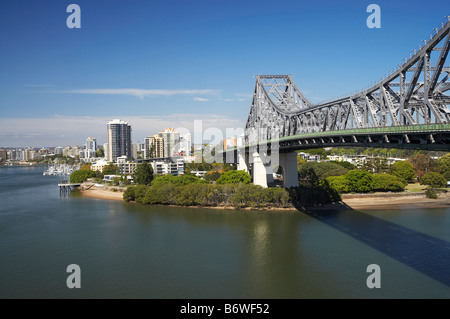 Story Bridge Brisbane River and Kangaroo Point Brisbane Queensland Australia Stock Photo