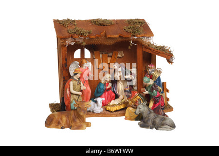 Nativity scene cut out isolated on white background Stock Photo