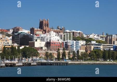 Christchurch Cathedral Newcastle CBD and Newcastle Harbour New South Wales Australia Stock Photo