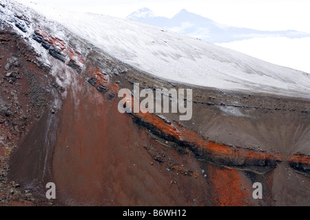 Red volcanic strata on the slopes of Cotopaxi Volcano, Ecuador Stock Photo