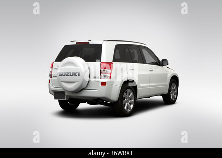 2009 Suzuki Grand Vitara Luxury in White - Rear angle view Stock Photo