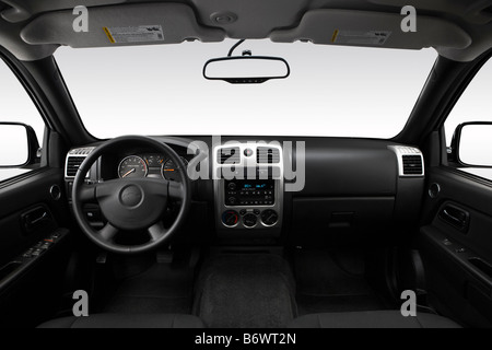 2009 Chevrolet Colorado LT in Black - Dashboard, center console, gear shifter view Stock Photo