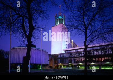 Civic Centre at night, Newcastle upon Tyne, Tyne and Wear Stock Photo