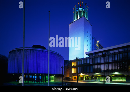 Civic Centre at night, Newcastle upon Tyne, Tyne and Wear Stock Photo