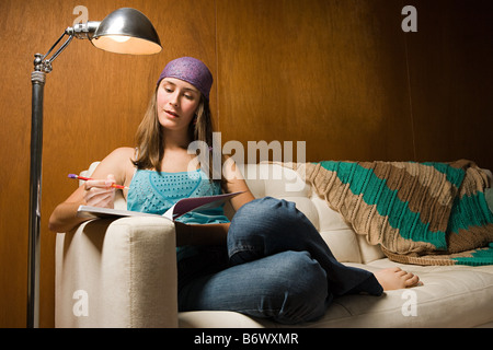 Teenage girl with diary Stock Photo