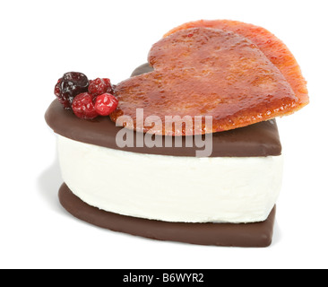 Valentine heart shaped ice cream dessert Stock Photo