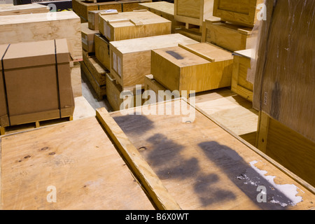Crates in a warehouse Stock Photo