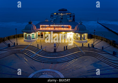Cromer Town pier Norfolk at night  with Christmas lights Stock Photo