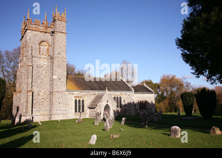 View across the graveyard of St Laurence church in the village of Affpuddle Stock Photo