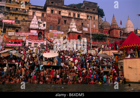 India, Varanasi, Ganges river, Kartik Purnima festival Stock Photo