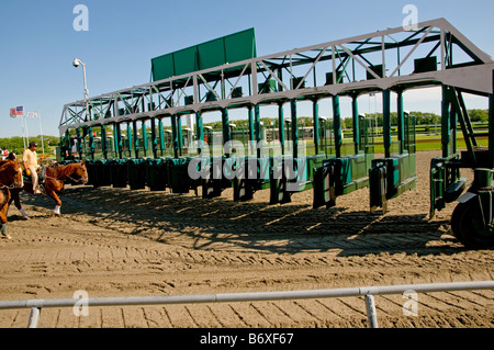 Horse racing starting gate. Stock Photo