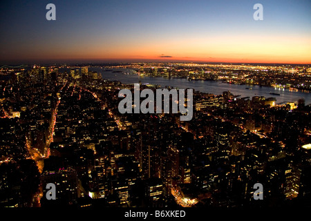 Night view of New York City New York USA Stock Photo