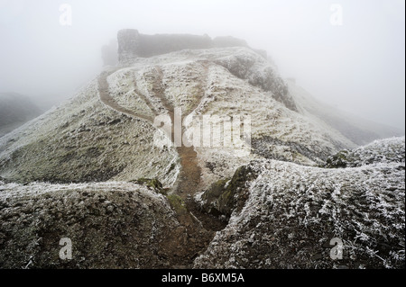 Castell Dinas Bran, on the hill above Llangollen, Wales, on cold frosty winter day Stock Photo